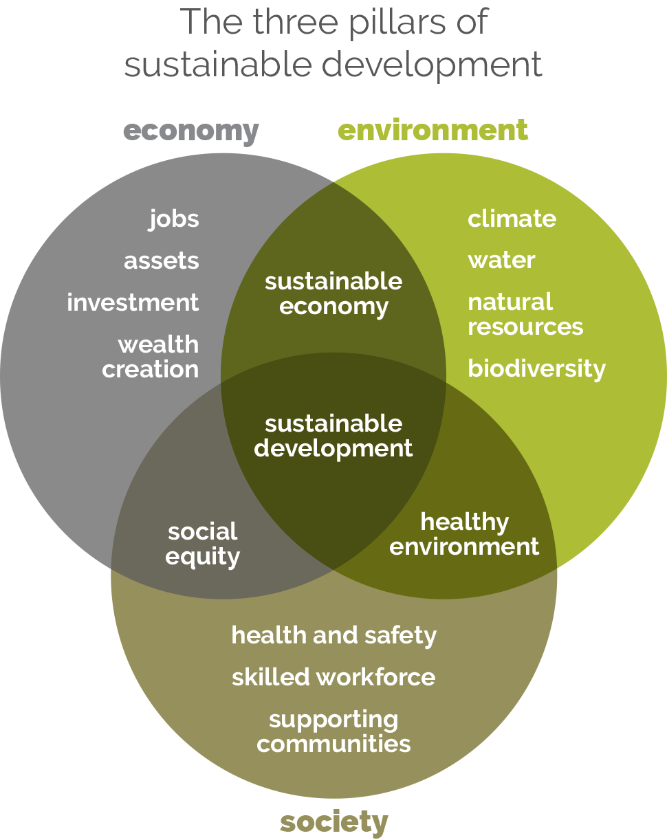 The three pillars of sustainable development